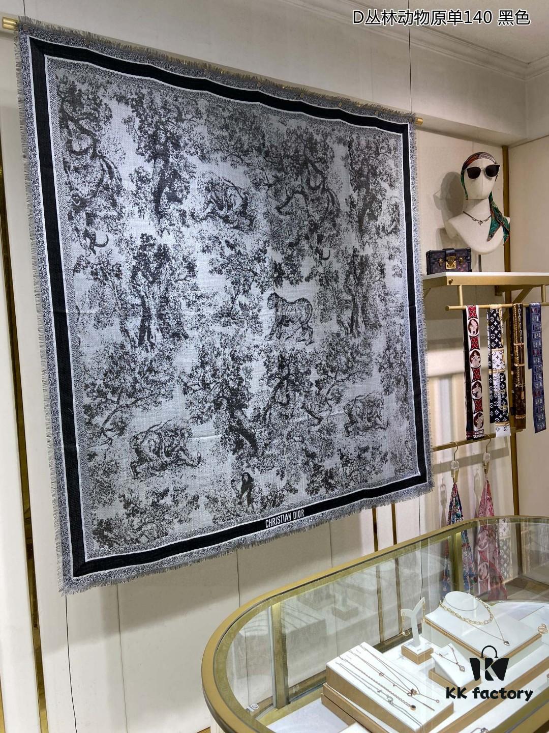 6930a7656e68136f4d9ac4fe Hot Sale! Authentic High-End Dior Latest Collection 'D Jungle Animal' 140 Shawl - Cashmere Blend Square Scarf