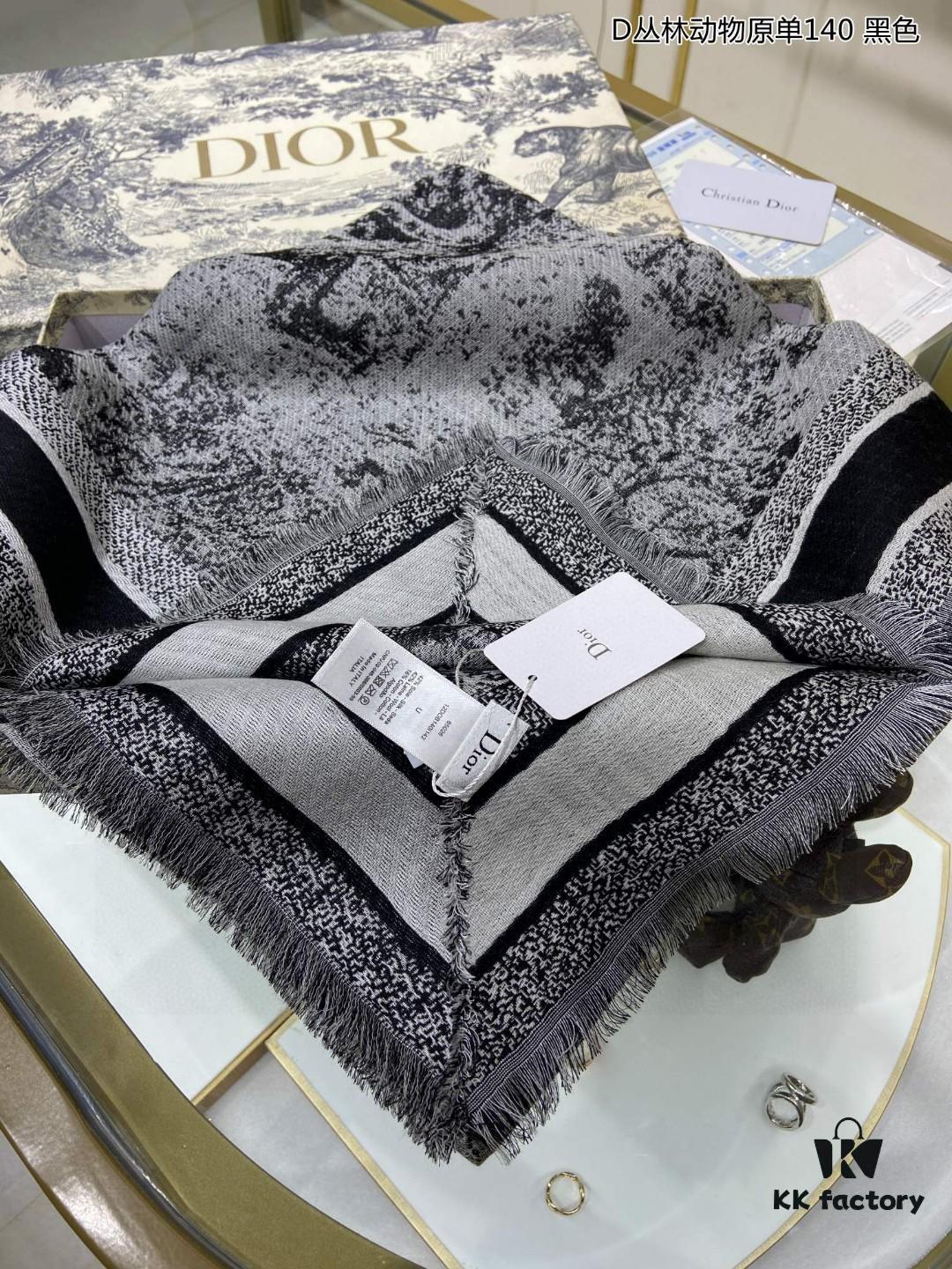 6930a7656e68136f4d9ac502 Hot Sale! Authentic High-End Dior Latest Collection 'D Jungle Animal' 140 Shawl - Cashmere Blend Square Scarf