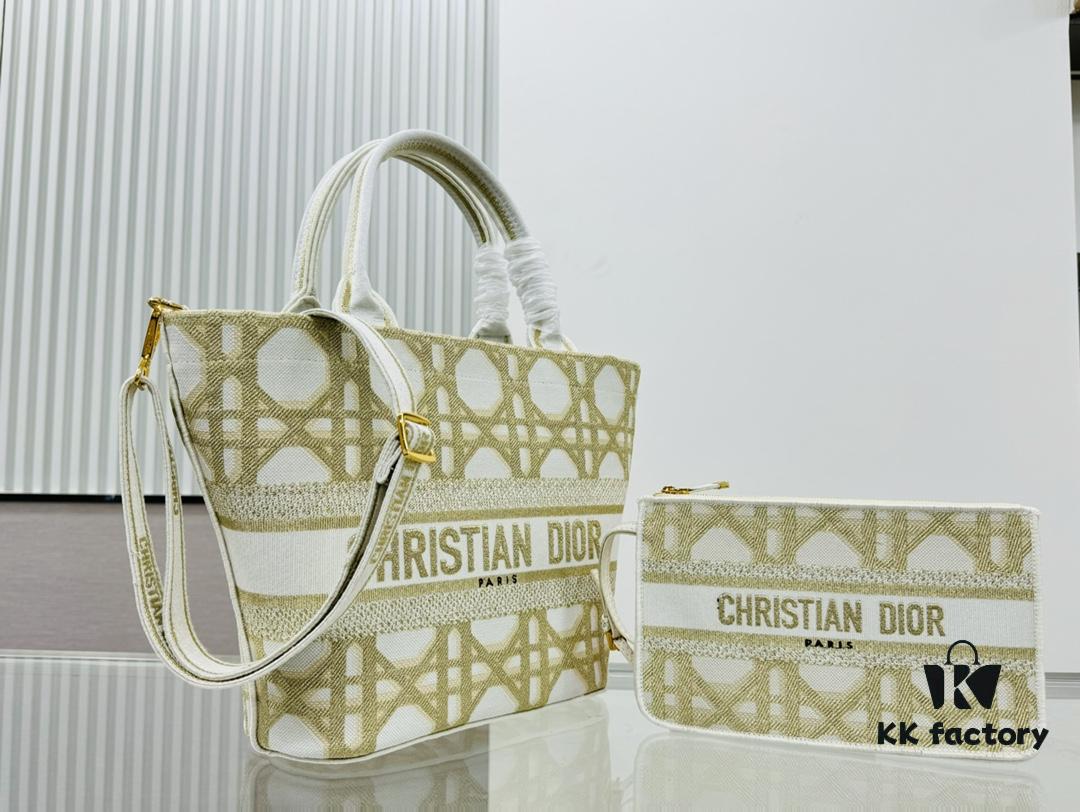 Dior Wicker Bag with Shoulder Strap and Mini Pouch