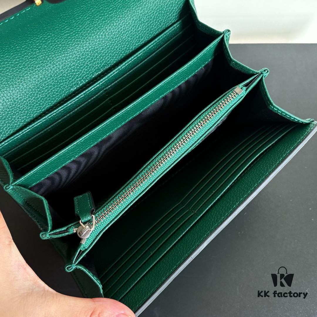 6930a9506e68136f4d9ac8d2 GG Dionysus WOC Chain Mini Handbag / Wallet in Green Full Leather with Horsehead Spur Closure and Flap Design
