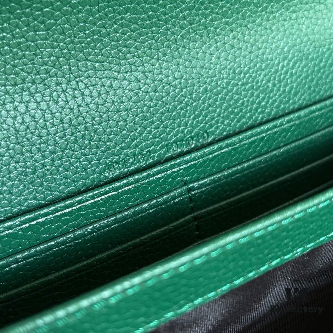 6930a9516e68136f4d9ac8d3 GG Dionysus WOC Chain Mini Handbag / Wallet in Green Full Leather with Horsehead Spur Closure and Flap Design