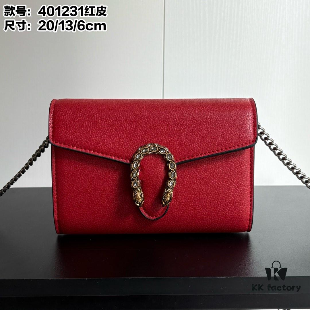 6930a9536e68136f4d9ac8d6 Authentic #With Box - GG Dionysus WOC Chain Mini Handbag / Wallet in Red Full Leather
