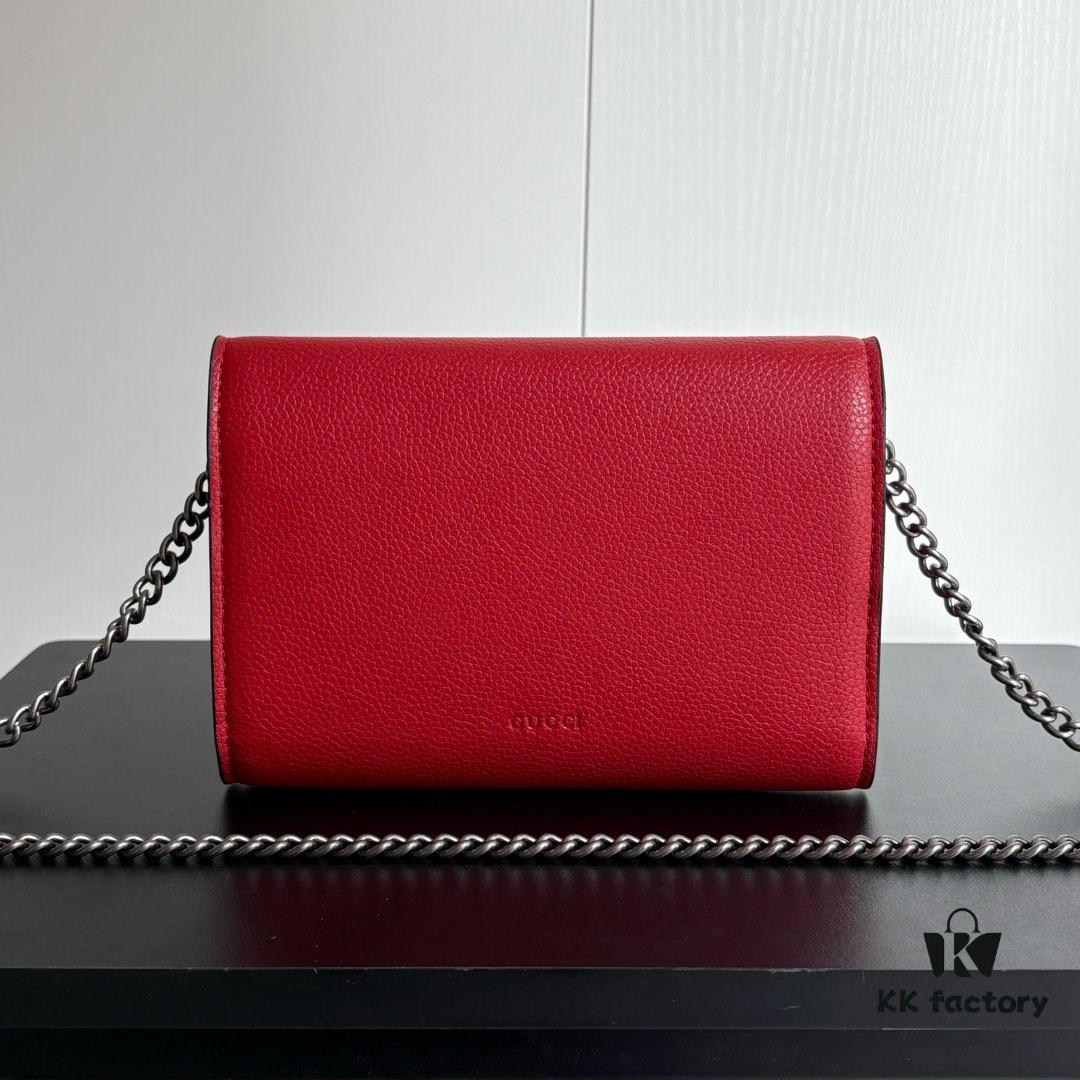 6930a9536e68136f4d9ac8d7 Authentic #With Box - GG Dionysus WOC Chain Mini Handbag / Wallet in Red Full Leather