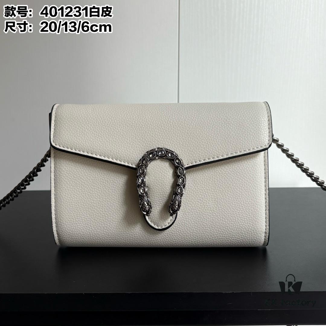 6930a9566e68136f4d9ac8de GG Dionysus WOC Chain Mini Handbag / Wallet in White Full Leather - Model No. 401231