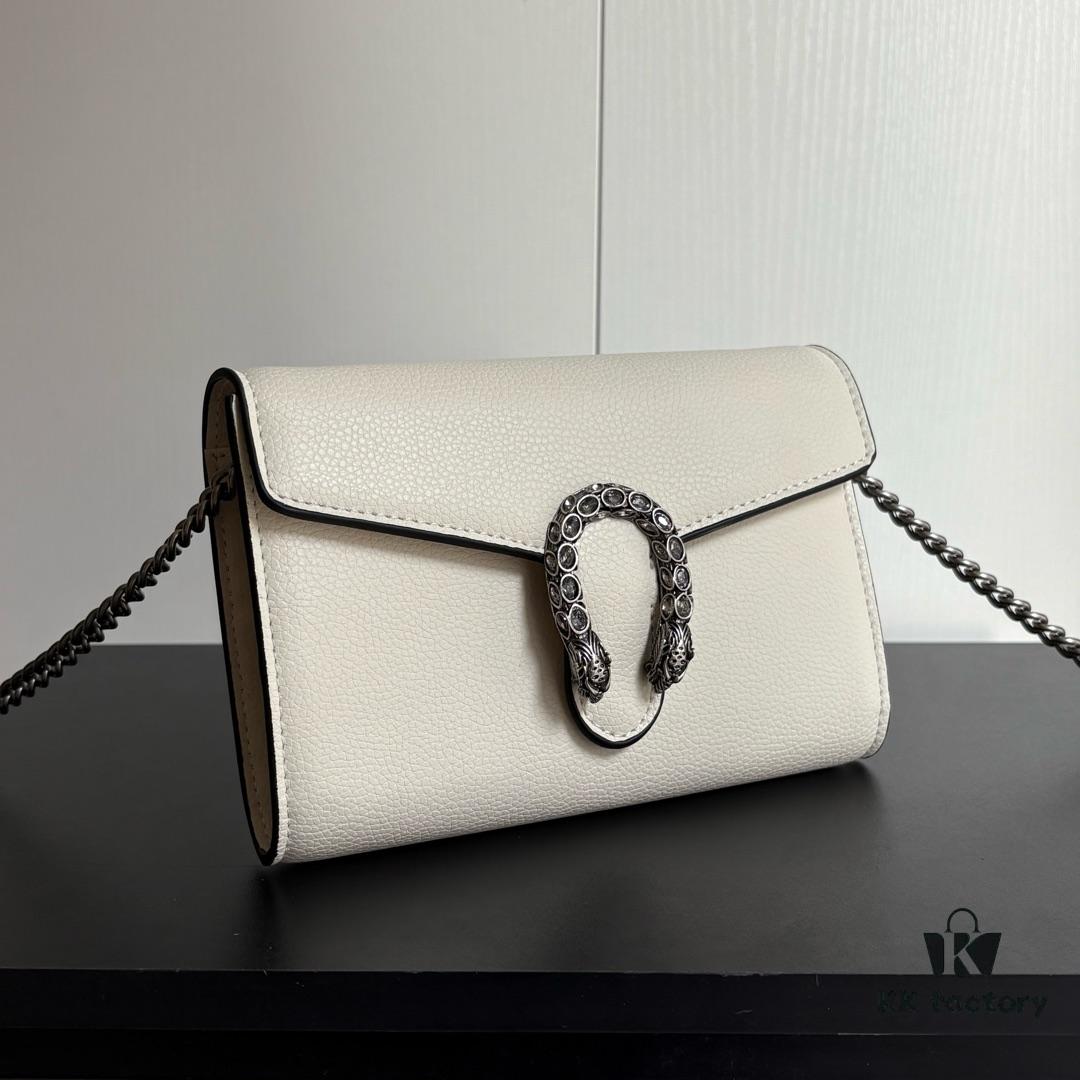 6930a9576e68136f4d9ac8df GG Dionysus WOC Chain Mini Handbag / Wallet in White Full Leather - Model No. 401231