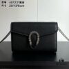 6930a9596e68136f4d9ac8e5 Real-shot #With Box - GG Dionysus WOC Chain Mini Handbag/Wallet in Black Full Leather with Horsehead Spur Closure and Flip Design