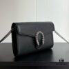 6930a9596e68136f4d9ac8e7 Real-shot #With Box - GG Dionysus WOC Chain Mini Handbag/Wallet in Black Full Leather with Horsehead Spur Closure and Flip Design