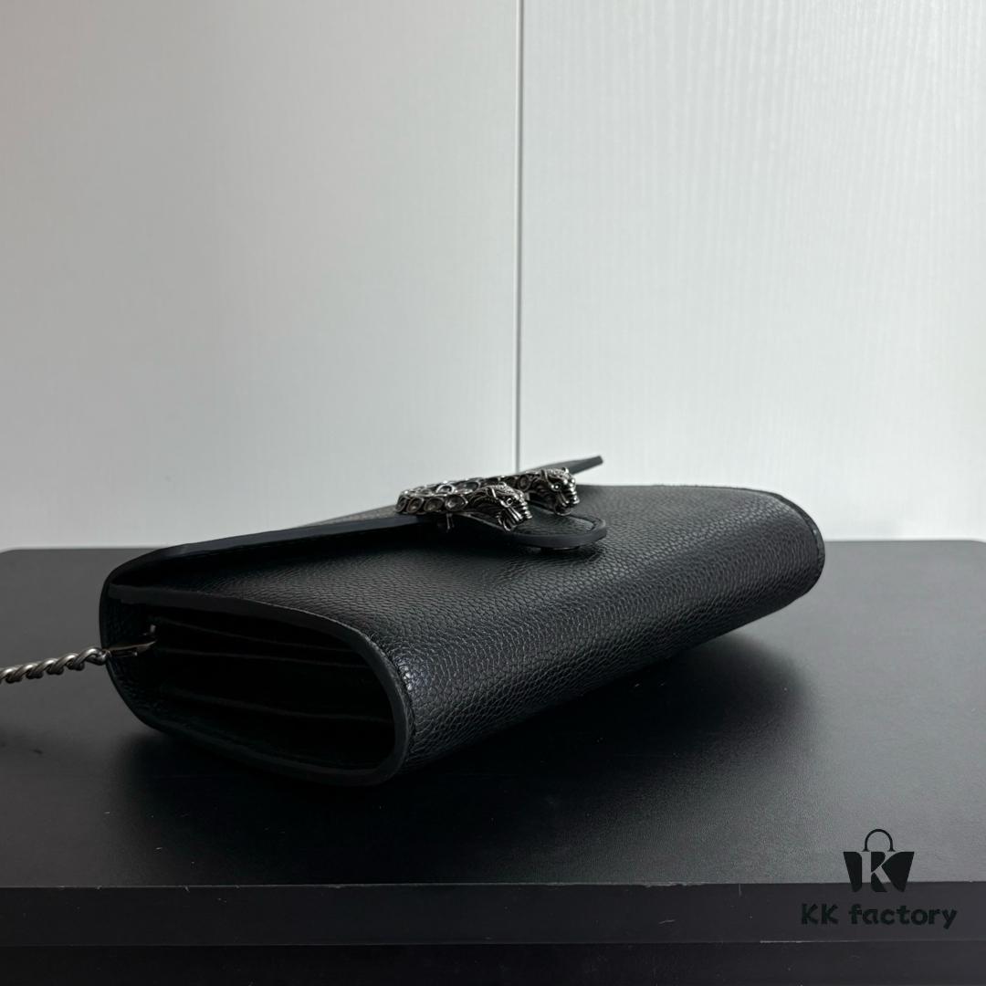 6930a95c6e68136f4d9ac8eb Real-shot #With Box - GG Dionysus WOC Chain Mini Handbag/Wallet in Black Full Leather with Horsehead Spur Closure and Flip Design