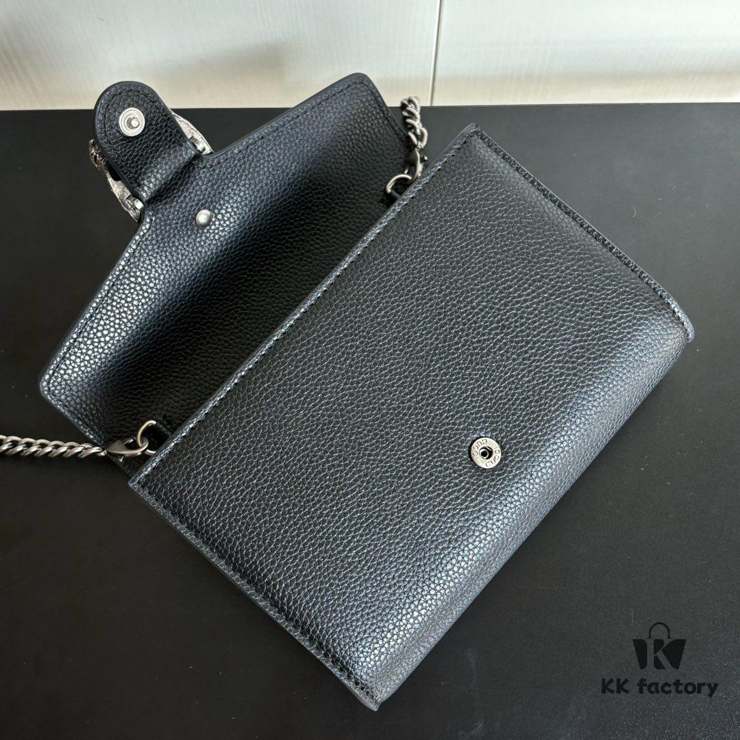6930a95d6e68136f4d9ac8ec Real-shot #With Box - GG Dionysus WOC Chain Mini Handbag/Wallet in Black Full Leather with Horsehead Spur Closure and Flip Design
