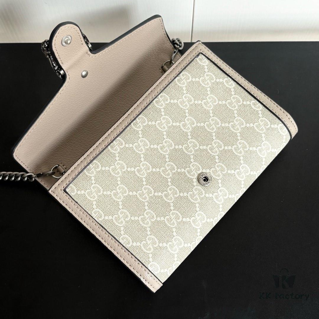 6930a9616e68136f4d9ac8f4 GG Dionysus WOC Chain Mini Handbag / Wallet in Oatmeal with Horsebit Closure and Flip Design