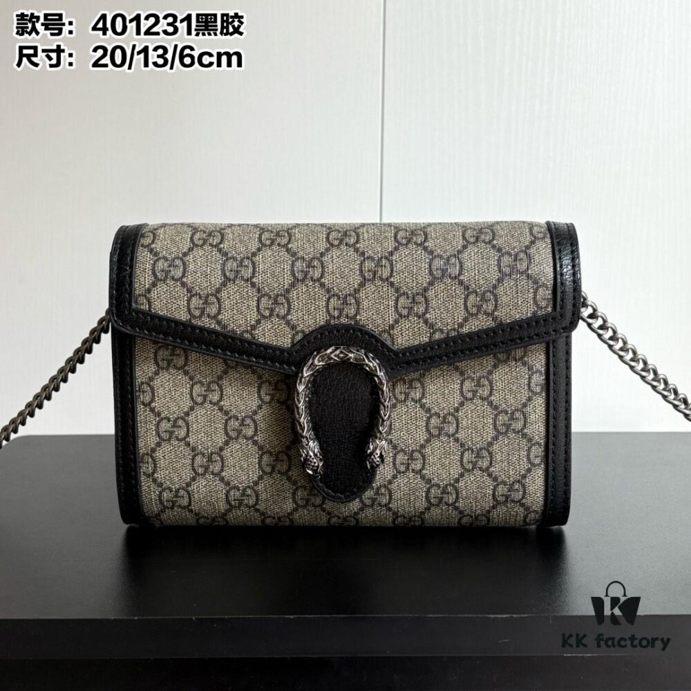 6930a9636e68136f4d9ac8f8 Gucci Dionysus WOC Chain Mini Handbag / Wallet with Tiger Head Spur Closure and Flip Design