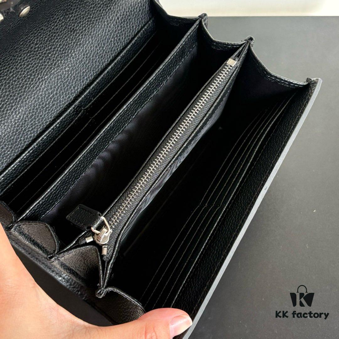 6930a9636e68136f4d9ac8f9 Real-shot #With Box - GG Dionysus WOC Chain Mini Handbag/Wallet in Black Full Leather with Horsehead Spur Closure and Flip Design