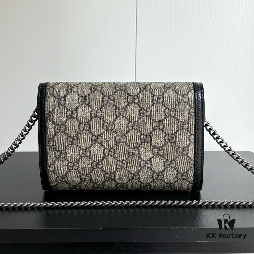 6930a9636e68136f4d9ac8fa Gucci Dionysus WOC Chain Mini Handbag / Wallet with Tiger Head Spur Closure and Flip Design
