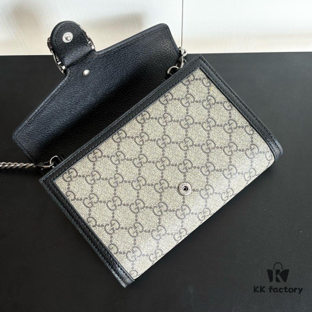 6930a9656e68136f4d9ac8fe Gucci Dionysus WOC Chain Mini Handbag / Wallet with Tiger Head Spur Closure and Flip Design