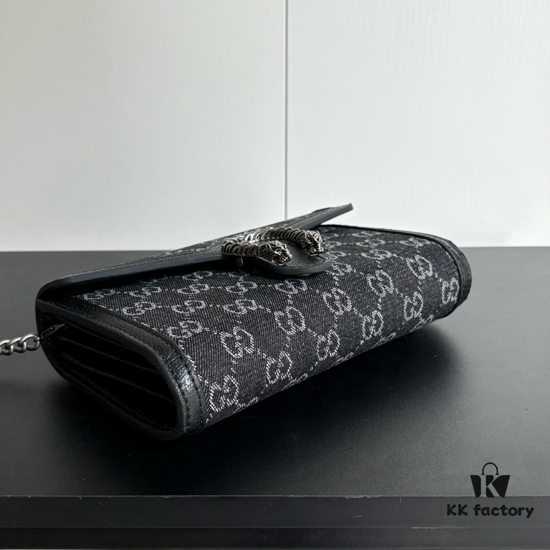 6930a96c6e68136f4d9ac90d Authentic #With Box - GG Dionysus WOC Chain Mini Handbag / Wallet in Black Denim, Style No. 401231, 20×13×6cm