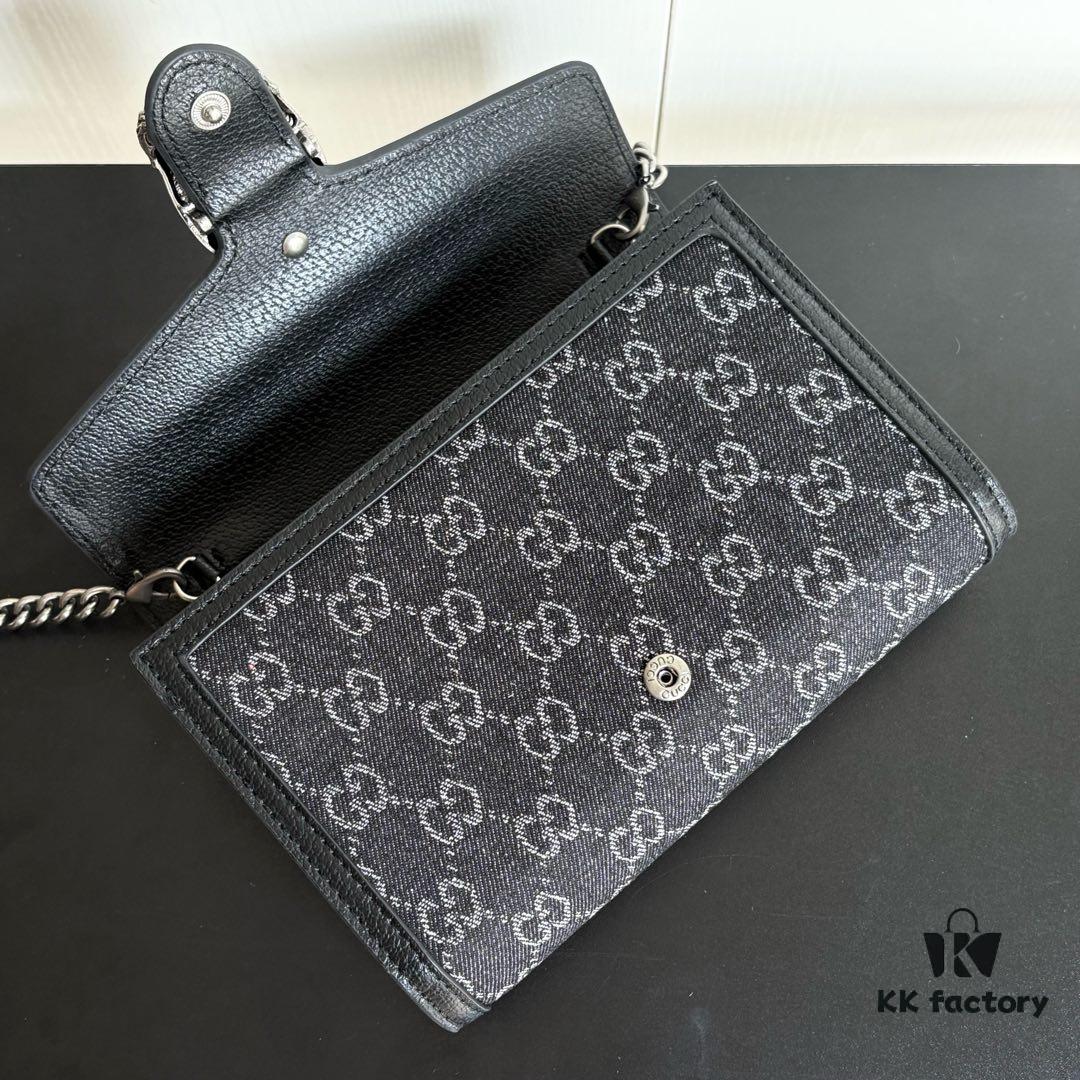 6930a96d6e68136f4d9ac90f Authentic #With Box - GG Dionysus WOC Chain Mini Handbag / Wallet in Black Denim, Style No. 401231, 20×13×6cm