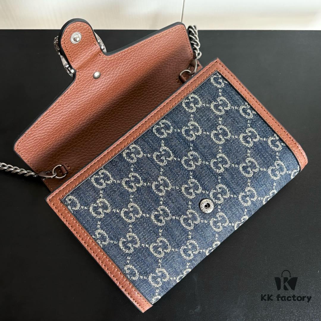 6930a9726e68136f4d9ac918 Authentic #With Box - GG Dionysus WOC Chain Mini Handbag/Wallet in Blue Denim, Style No. 401231, Size: 20×13×6cm