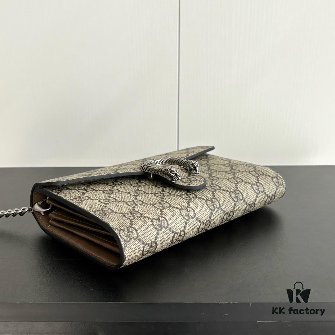 6930a9766e68136f4d9ac91f GG Dionysus WOC Chain Mini Handbag / Wallet with Khaki Lining, Horsehead Stirrup Closure and Flip Design