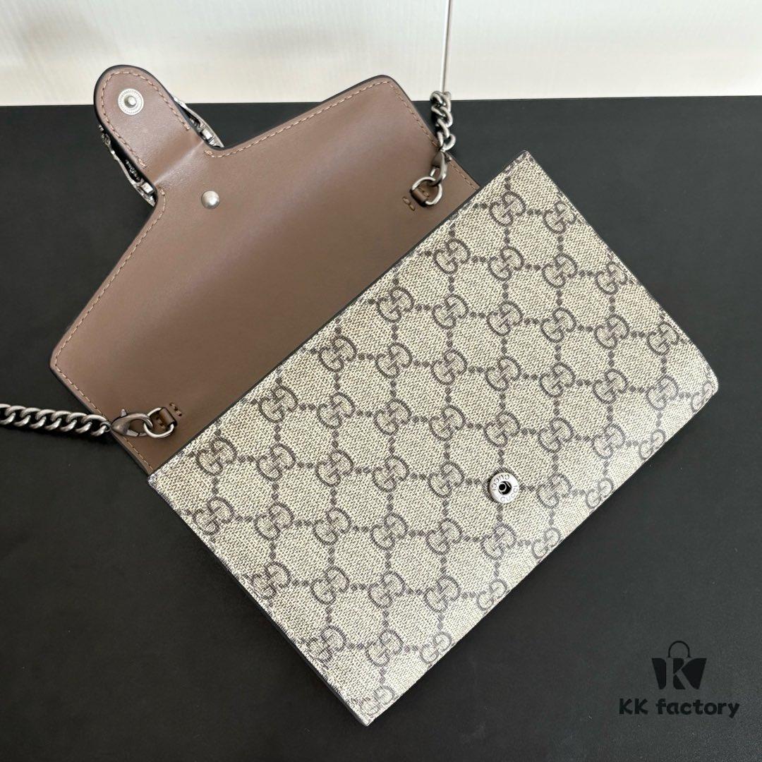 6930a9766e68136f4d9ac923 GG Dionysus WOC Chain Mini Handbag / Wallet with Khaki Lining, Horsehead Stirrup Closure and Flip Design