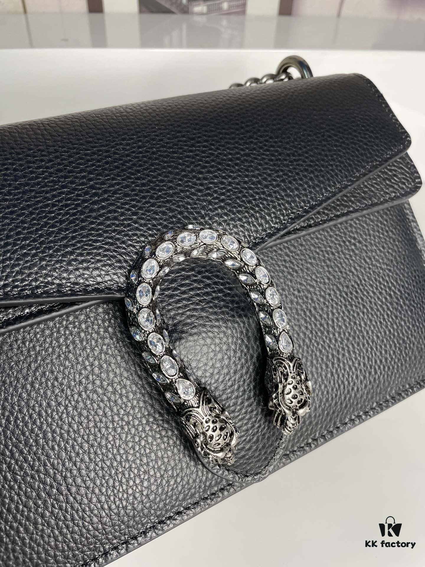 6930a9a56e68136f4d9ac984 Crinkled Leather with Double Tiger Head Clasp Inspired by the Greek Mythology of Dionysus, Dual Flap Pockets, Handheld or Crossbody Bag, Model: 400249, Size: 28x15x7