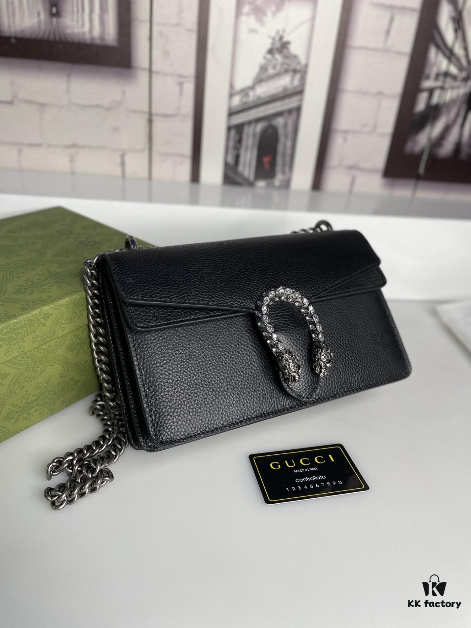 6930a9a56e68136f4d9ac985 Crinkled Leather with Double Tiger Head Clasp Inspired by the Greek Mythology of Dionysus, Dual Flap Pockets, Handheld or Crossbody Bag, Model: 400249, Size: 28x15x7