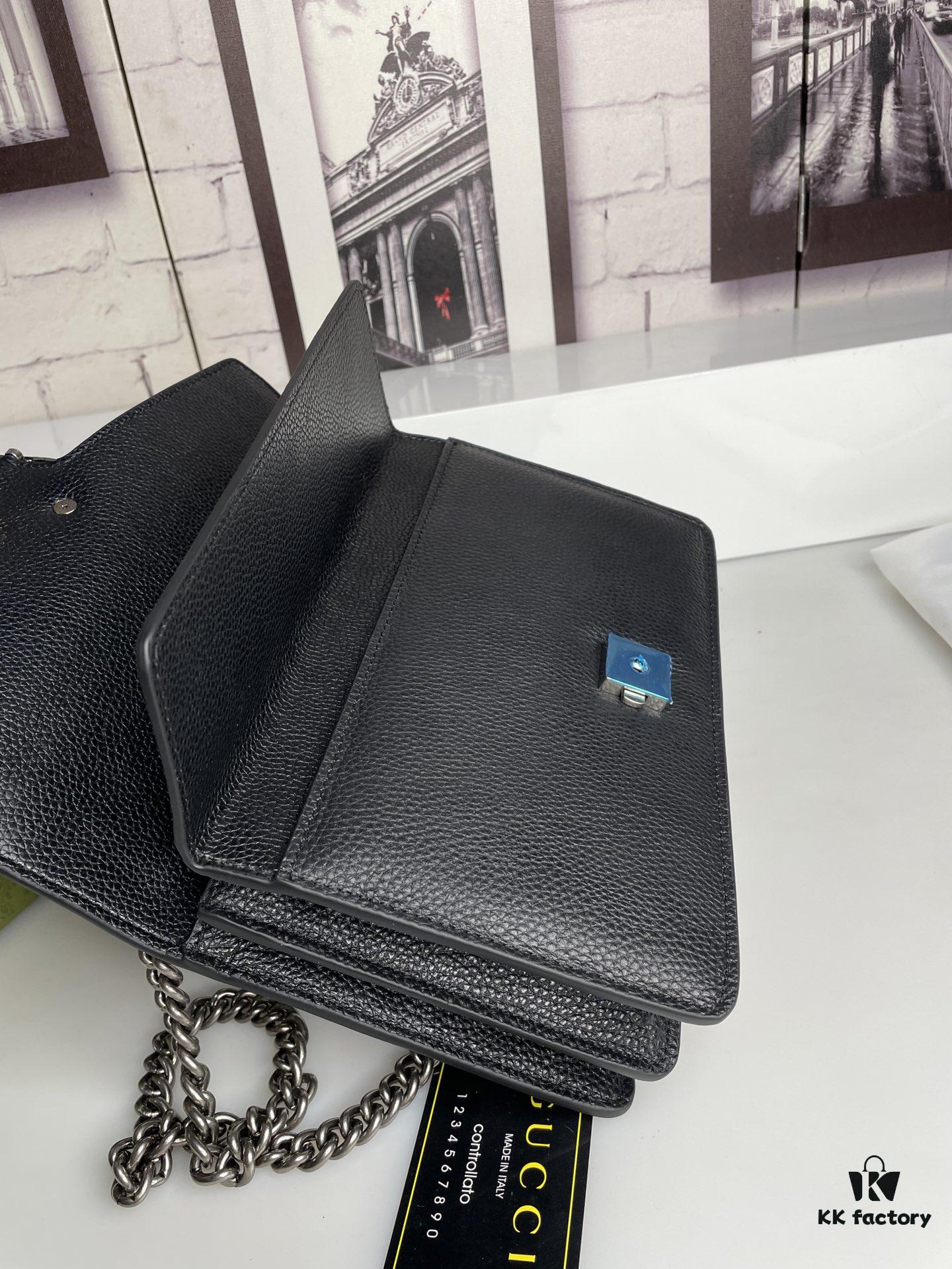 6930a9a76e68136f4d9ac98a Crinkled Leather with Double Tiger Head Clasp Inspired by the Greek Mythology of Dionysus, Dual Flap Pockets, Handheld or Crossbody Bag, Model: 400249, Size: 28x15x7
