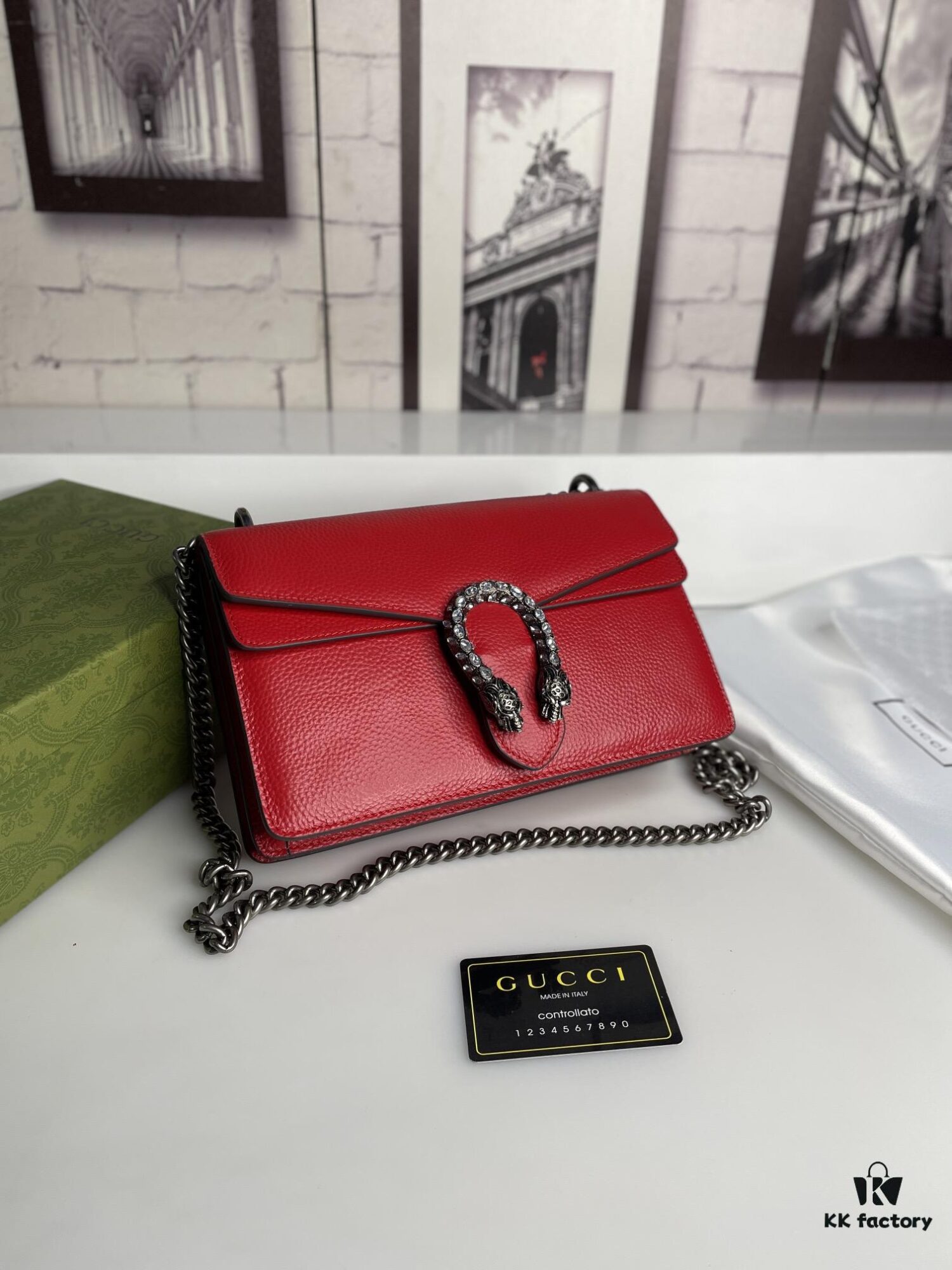 6930a9ac6e68136f4d9ac990 Crinkled Leather with Double Tiger Head Clasp Inspired by the Greek Myth of Dionysus, Dual Flap Pockets, Handheld or Crossbody Bag, Model: 400249, Size: 28x15x7