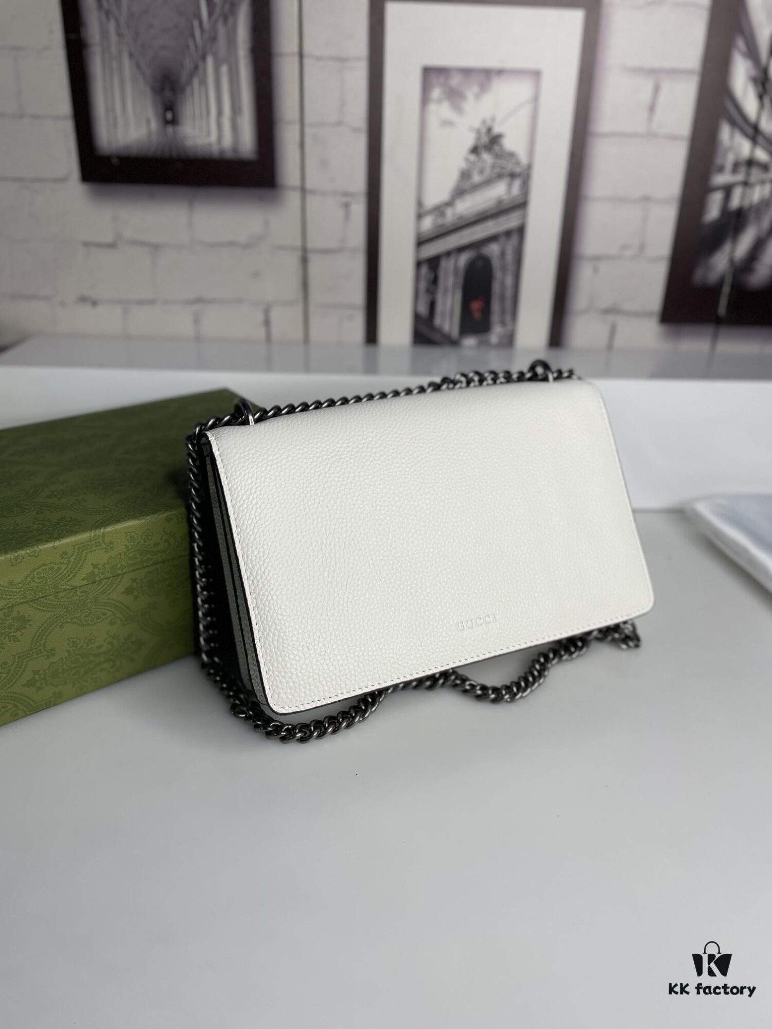 6930a9ad6e68136f4d9ac994 Crinkled Leather with Double Tiger Head Clasp Inspired by the Greek Mythology of Dionysus, Dual Flap Pockets, Handheld or Crossbody Bag, Model: 400249, Size: 28x15x7