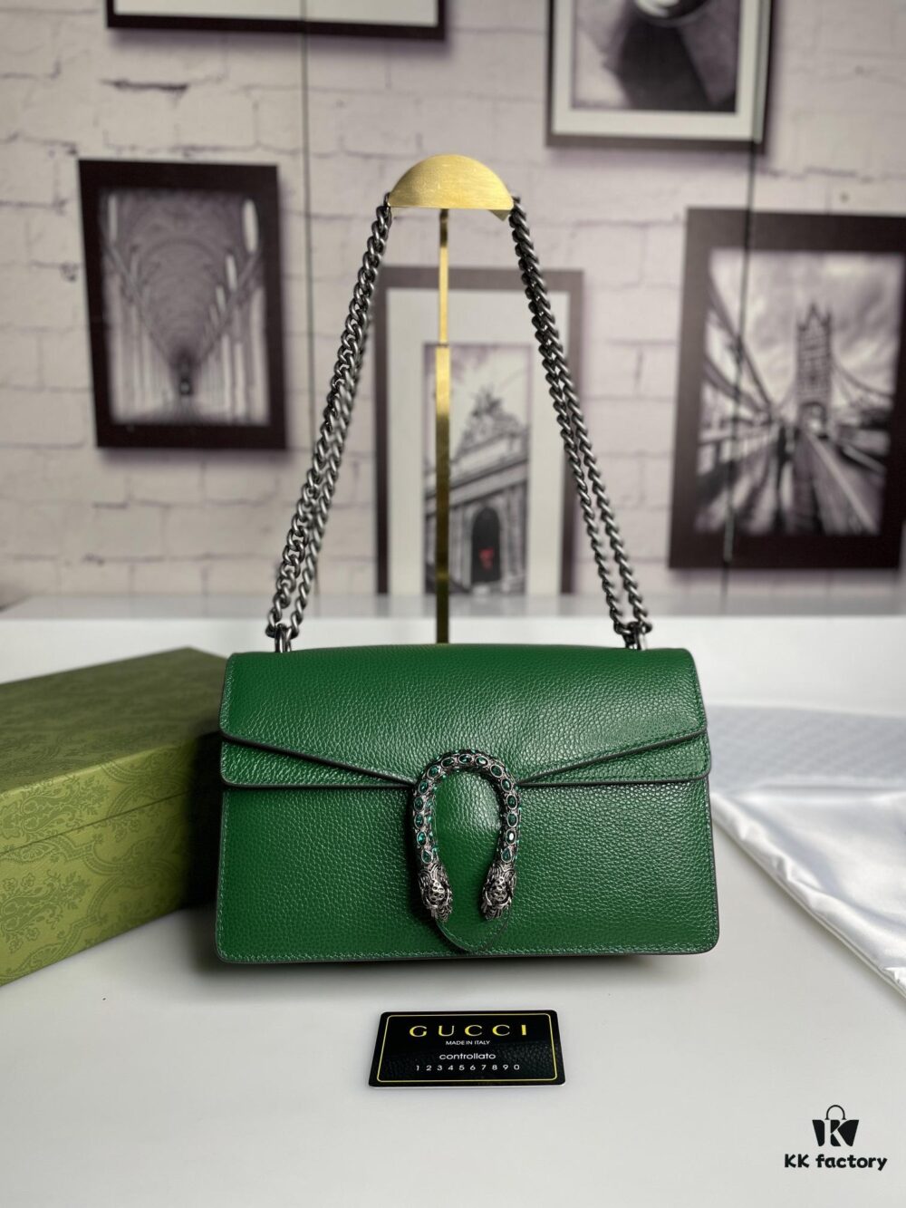 6930a9b36e68136f4d9ac99c Crinkled Leather with Double Tiger Head Clasp Inspired by the Greek Myth of Dionysus, Dual Flap Pockets, Handheld or Crossbody Bag, Model: 400249, Size: 28x15x7