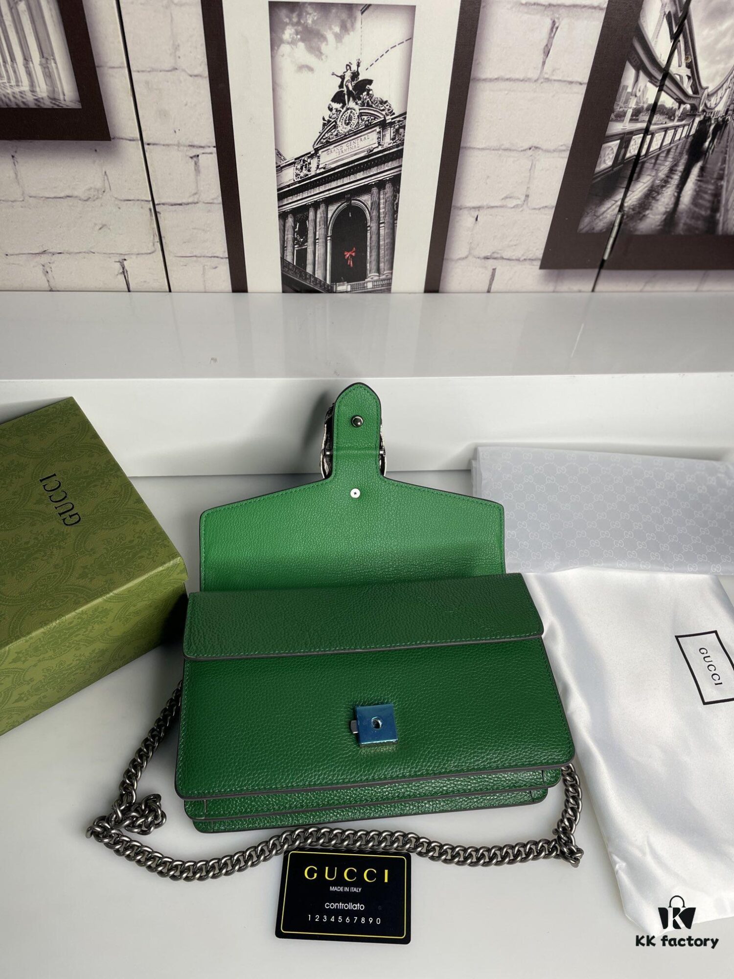 6930a9b46e68136f4d9ac9a1 Crinkled Leather with Double Tiger Head Clasp Inspired by the Greek Myth of Dionysus, Dual Flap Pockets, Handheld or Crossbody Bag, Model: 400249, Size: 28x15x7