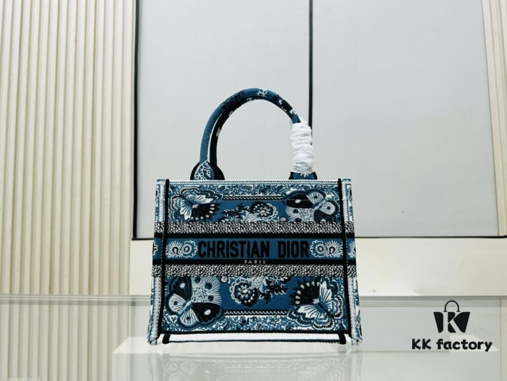 Authentic Thick Fabric Warning  ️ Small Size Blue Butterfly [Book Tote]