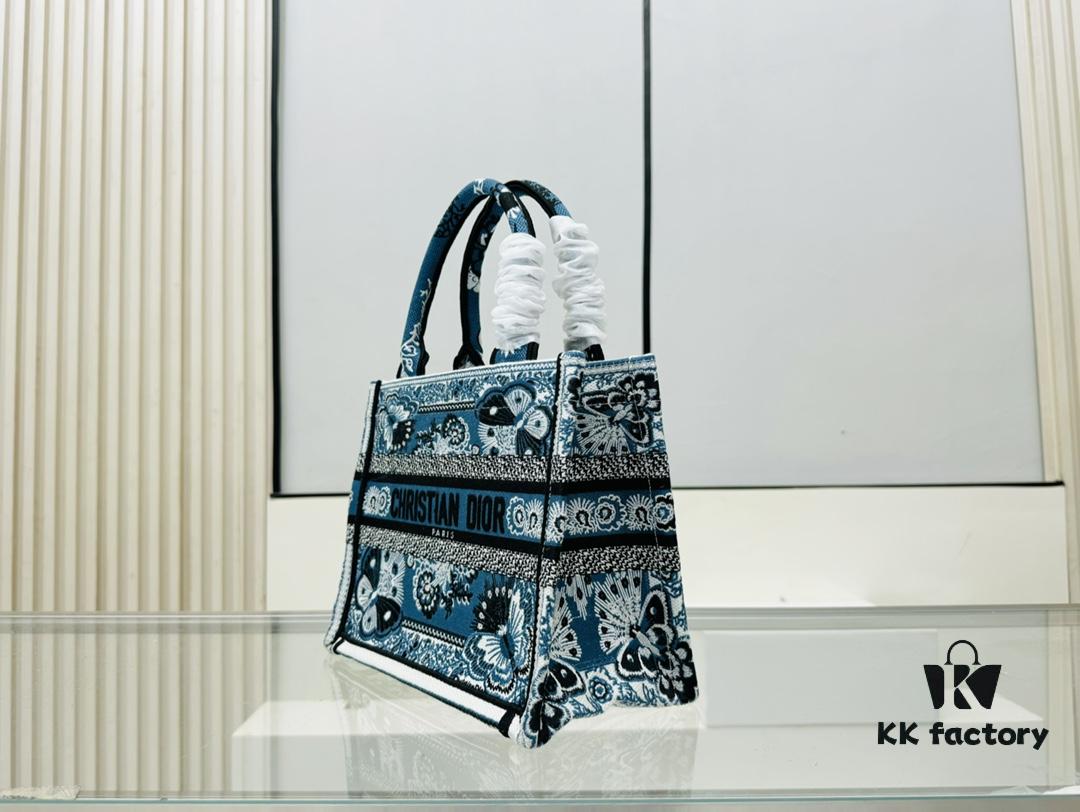 6930a9e56e68136f4d9aca0b Authentic Thick Fabric Warning ️ Small Blue Butterfly Book Tote