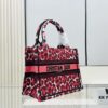 6930a9ed6e68136f4d9aca1e Authentic Thick Fabric Warning ️ Small Red Leopard Print 'Book Tote'