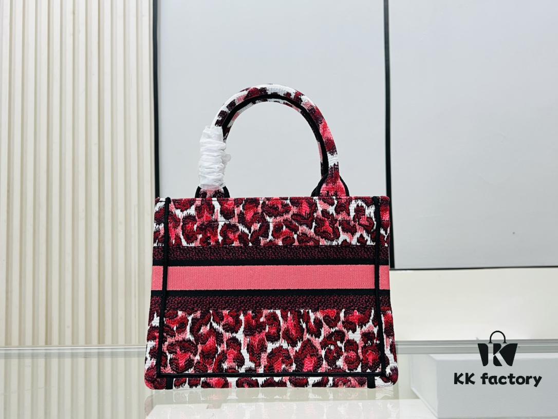 6930a9ee6e68136f4d9aca20 Authentic Thick Fabric Warning ️ Small Red Leopard Print 'Book Tote'