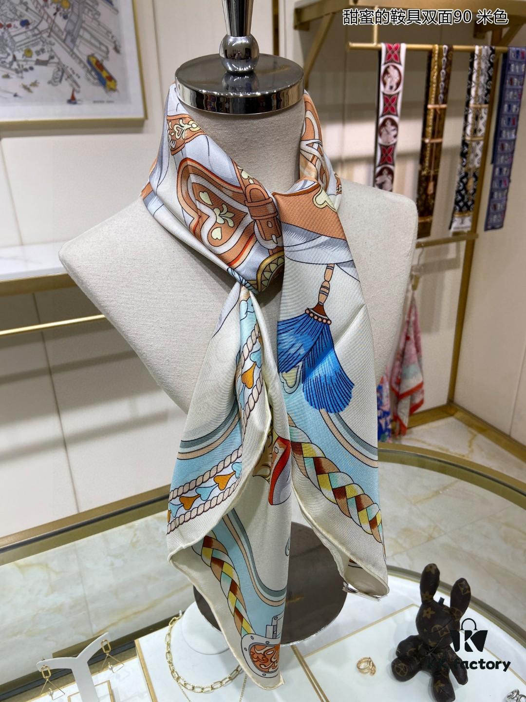 6930aad36e68136f4d9acbbc Luxury Custom Sweet Harness Double-Sided 90 Silk Scarf, 100% Premium 18 Momme Twill Silk, 90cm x 90cm
