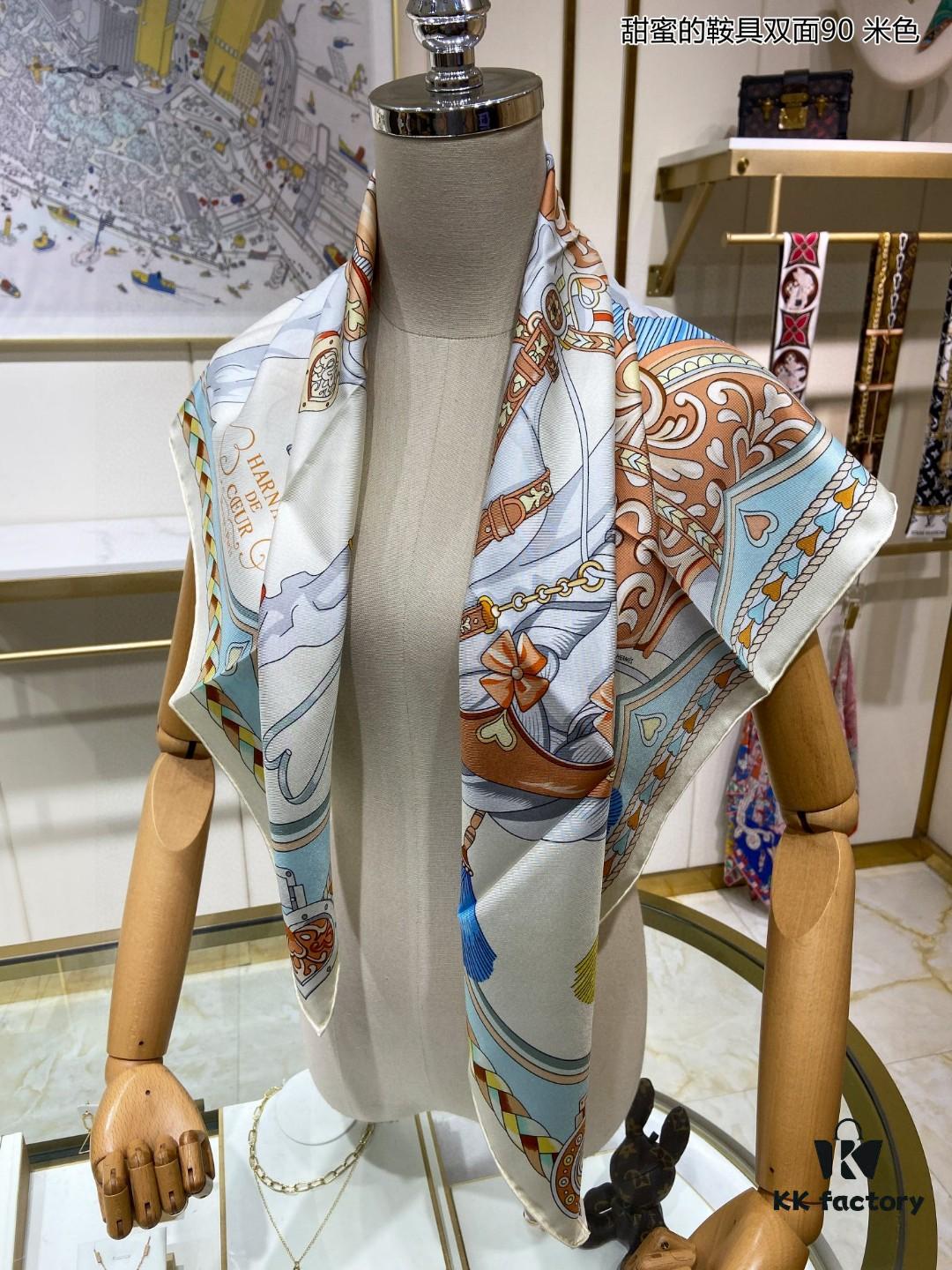 6930aad56e68136f4d9acbbd Luxury Custom Sweet Harness Double-Sided 90 Silk Scarf, 100% Premium 18 Momme Twill Silk, 90cm x 90cm