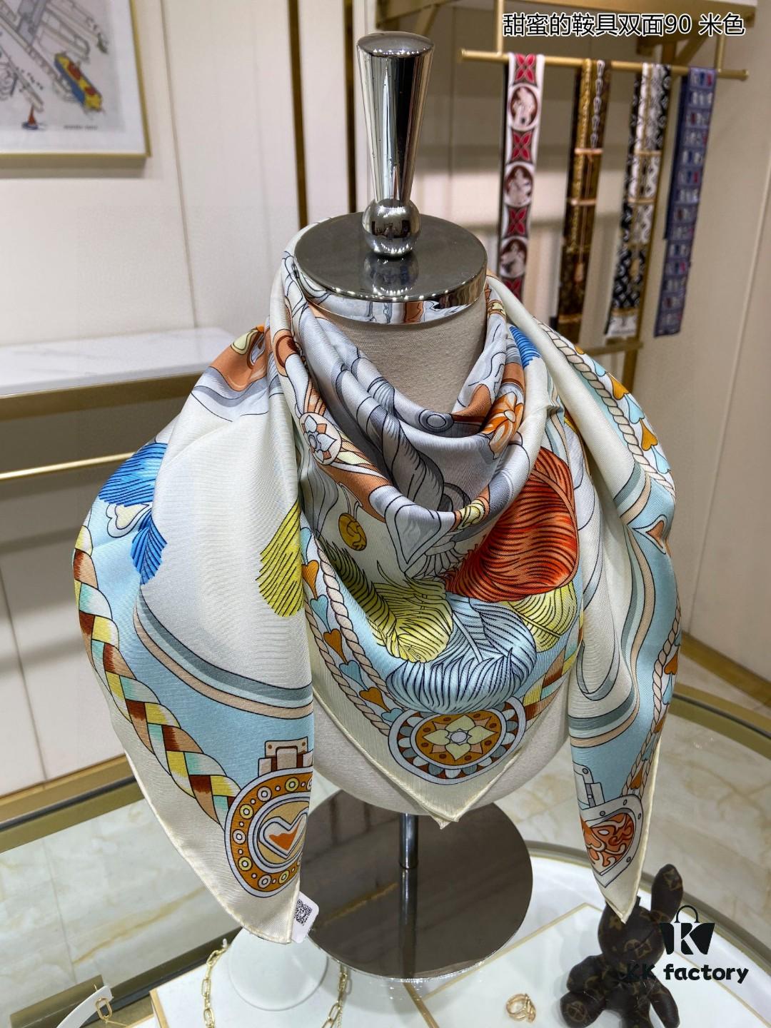 6930aad56e68136f4d9acbbe Luxury Custom Sweet Harness Double-Sided 90 Silk Scarf, 100% Premium 18 Momme Twill Silk, 90cm x 90cm