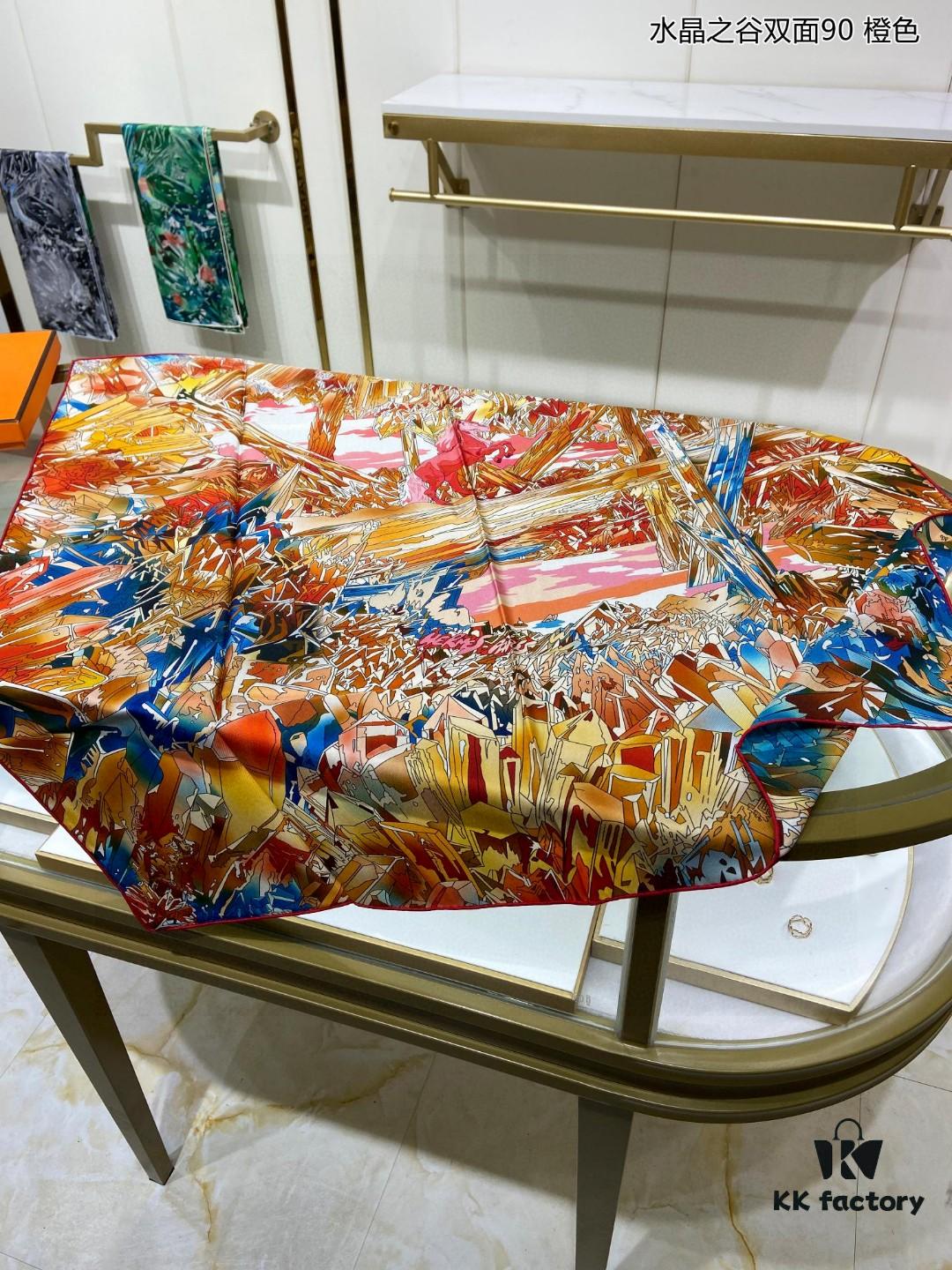 6930aae16e68136f4d9acbd2 Luxury Custom Crystal Valley Double-Sided 90 Silk Scarf