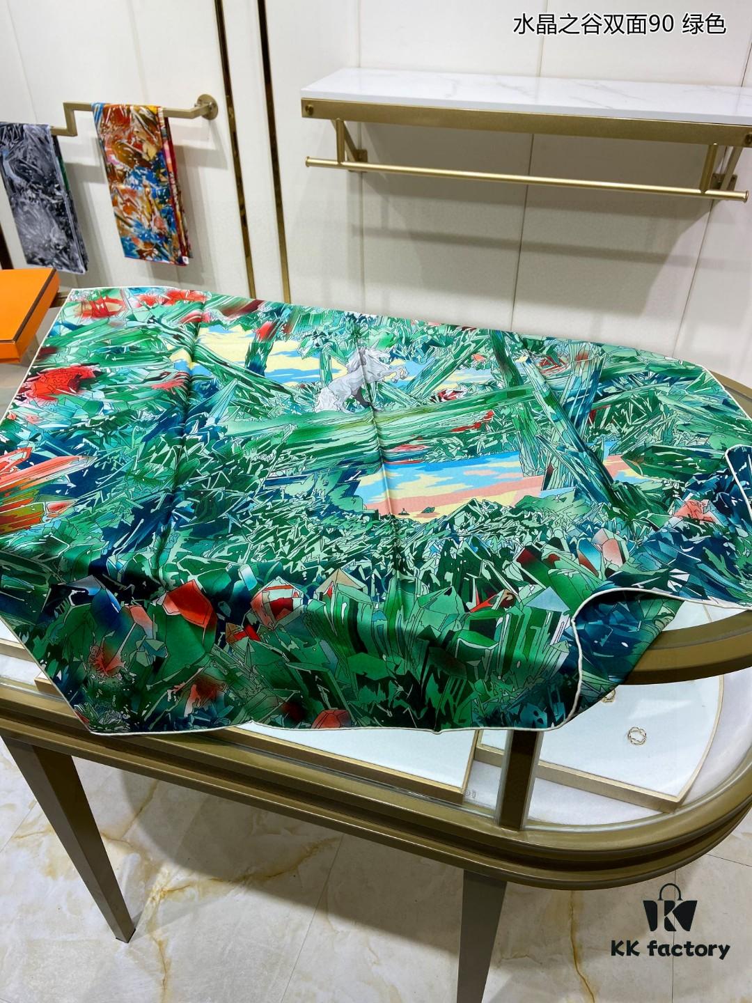 6930aae86e68136f4d9acbdf Luxury Custom Crystal Valley Double-Sided 90 Silk Scarf