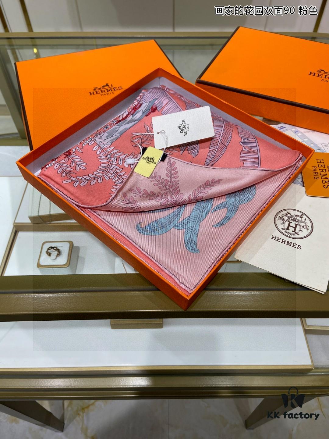 6930aaf36e68136f4d9acbef Luxury Custom 'Artist's Garden Double-Sided 90' Silk Scarf, 100% Premium 18 Momme Twill Silk, 90cm x 90cm