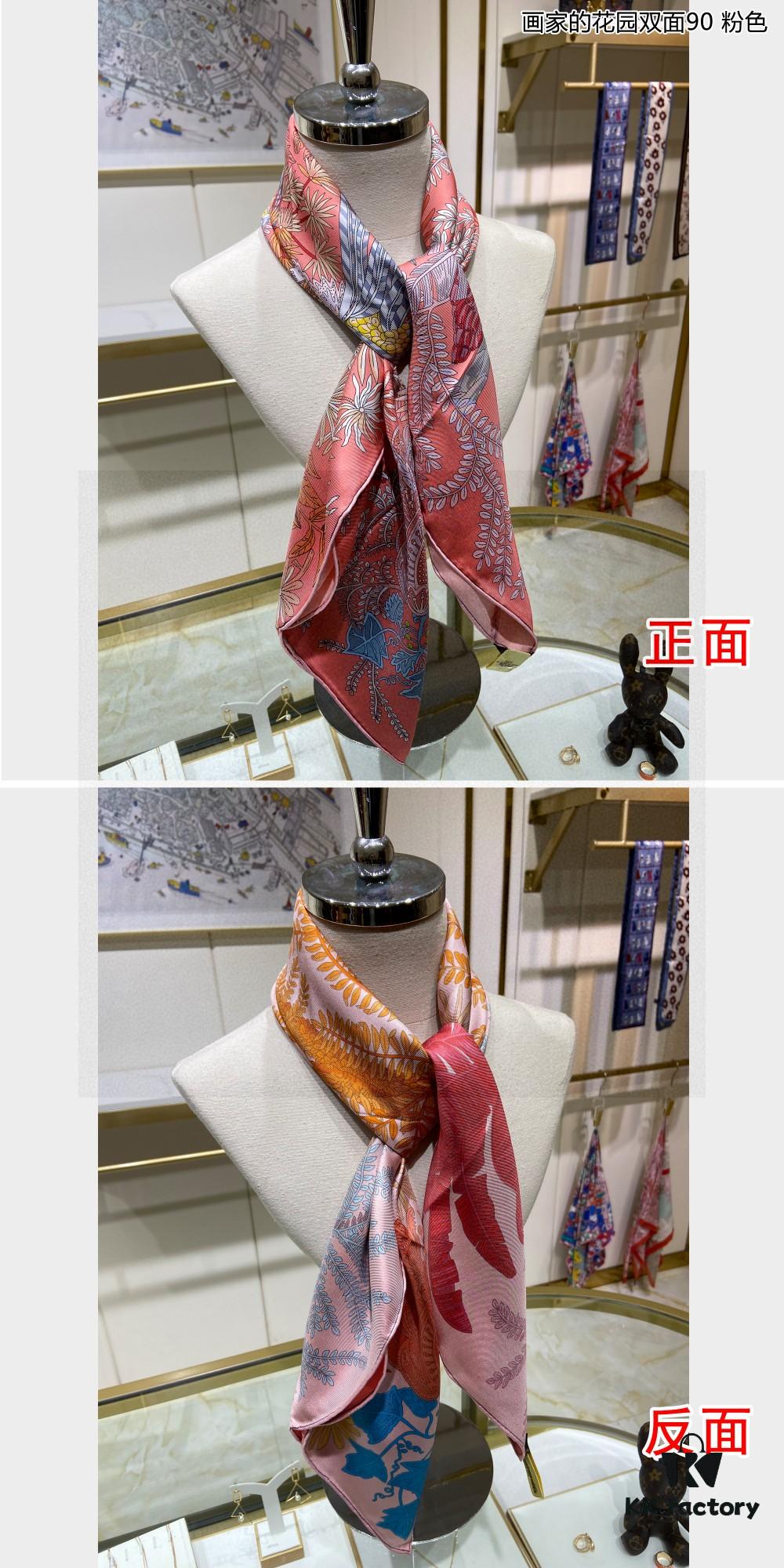 6930aaf56e68136f4d9acbf3 Luxury Custom 'Artist's Garden Double-Sided 90' Silk Scarf, 100% Premium 18 Momme Twill Silk, 90cm x 90cm