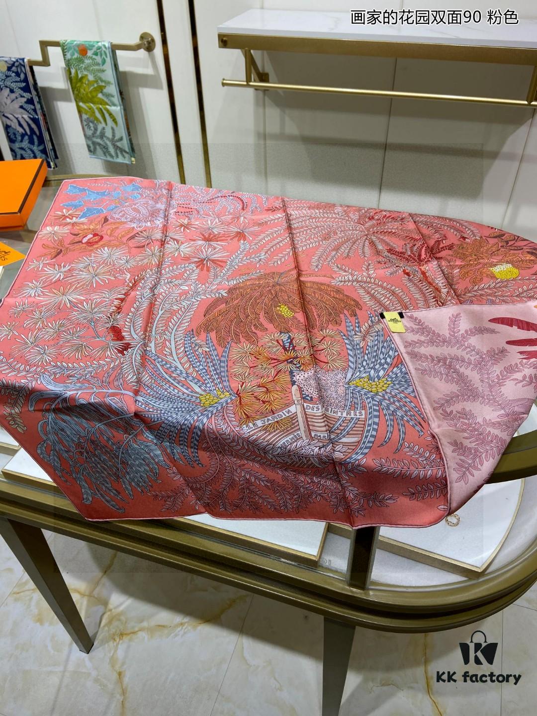 6930aaf66e68136f4d9acbf4 Luxury Custom 'Artist's Garden Double-Sided 90' Silk Scarf, 100% Premium 18 Momme Twill Silk, 90cm x 90cm