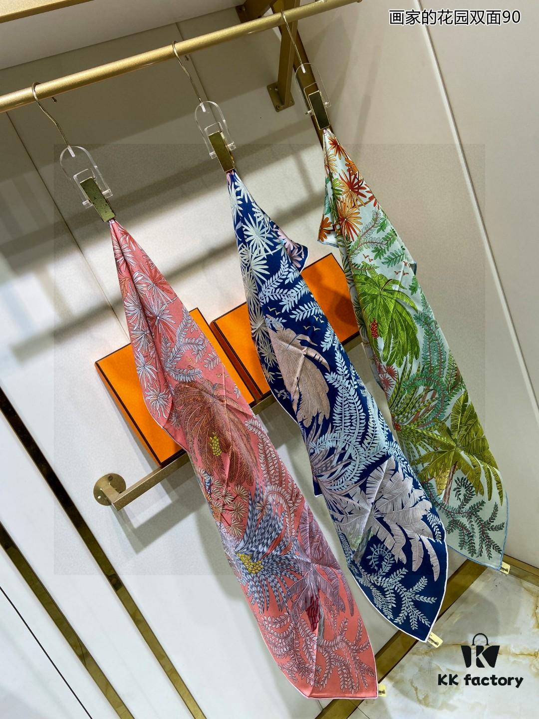 6930aaf76e68136f4d9acbf8 Luxury Custom 'Artist's Garden Double-Sided 90' Silk Scarf, 100% Premium 18 Momme Double-Faced Twill Silk, 90cm x 90cm