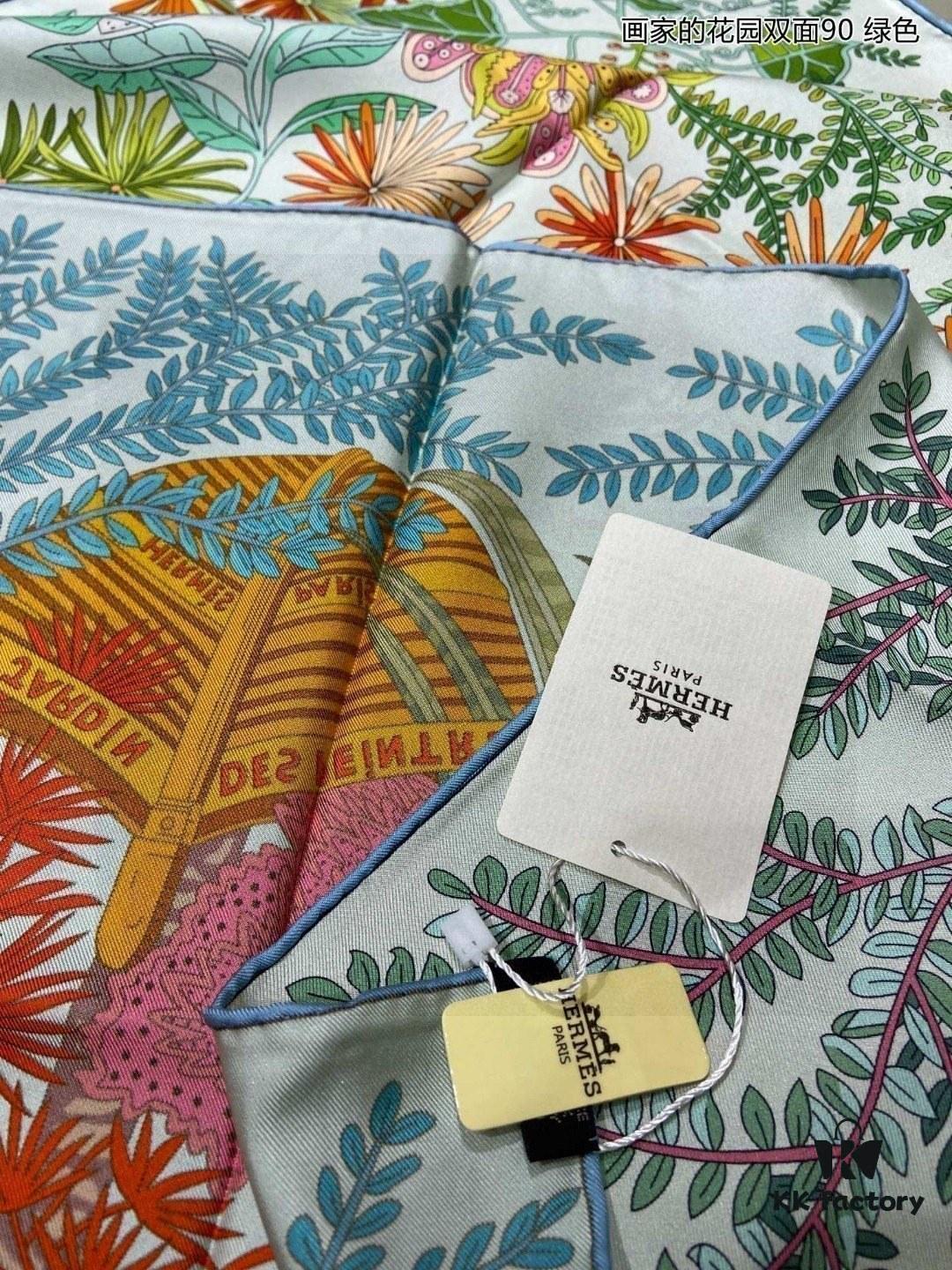 6930aafc6e68136f4d9acbff Luxury Custom 'Artist's Garden Double-Sided 90' Silk Scarf, 100% Premium 18 Momme Double-Faced Twill Silk, 90cm x 90cm