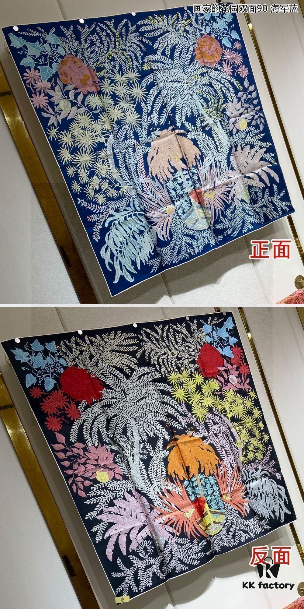 6930aafe6e68136f4d9acc02 Luxury Custom 'Painter's Garden Double-Sided 90' Silk Scarf, 100% Premium 18 Momme Twill Silk, 90cm x 90cm