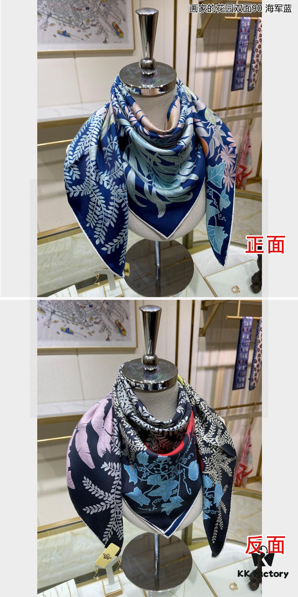 6930aaff6e68136f4d9acc04 Luxury Custom 'Painter's Garden Double-Sided 90' Silk Scarf, 100% Premium 18 Momme Twill Silk, 90cm x 90cm