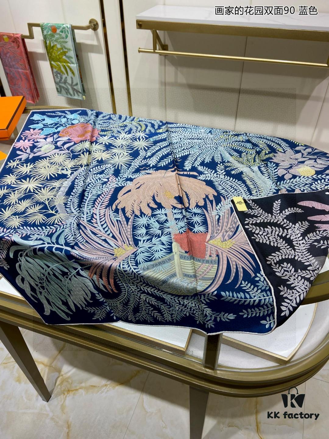 6930ab016e68136f4d9acc07 Luxury Custom 'Painter's Garden Double-Sided 90' Silk Scarf, 100% Premium 18 Momme Twill Silk, 90cm x 90cm
