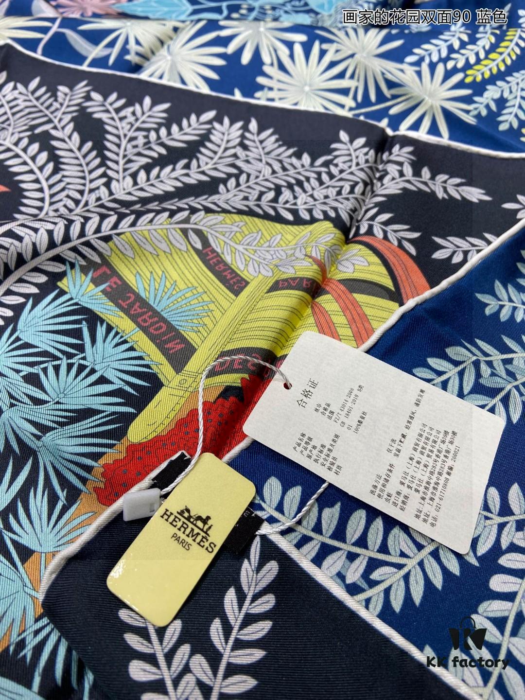 6930ab036e68136f4d9acc0b Luxury Custom 'Painter's Garden Double-Sided 90' Silk Scarf, 100% Premium 18 Momme Twill Silk, 90cm x 90cm