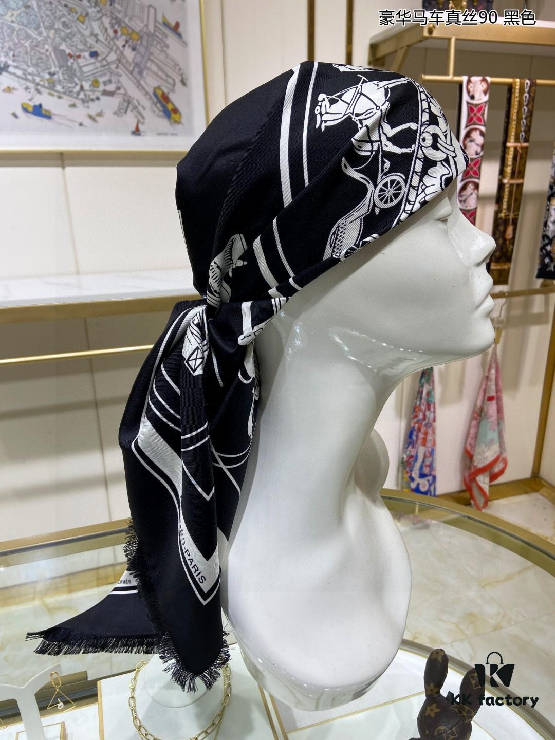 6930ab1d6e68136f4d9acc3a Luxury Custom 90cm x 90cm Pure Silk Square Scarf - Real Silk Carriage Design, 100% High-Grade 18 Momme Twill Silk, Double-Sided Same Color, Top Craftsmanship