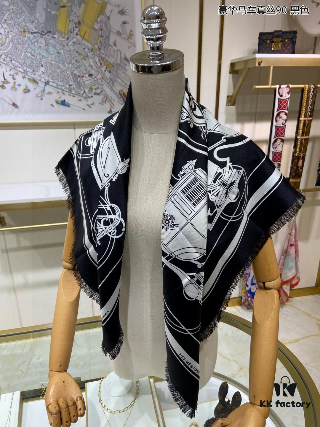 6930ab1d6e68136f4d9acc3d Luxury Custom 90cm x 90cm Pure Silk Square Scarf - Real Silk Carriage Design, 100% High-Grade 18 Momme Twill Silk, Double-Sided Same Color, Top Craftsmanship